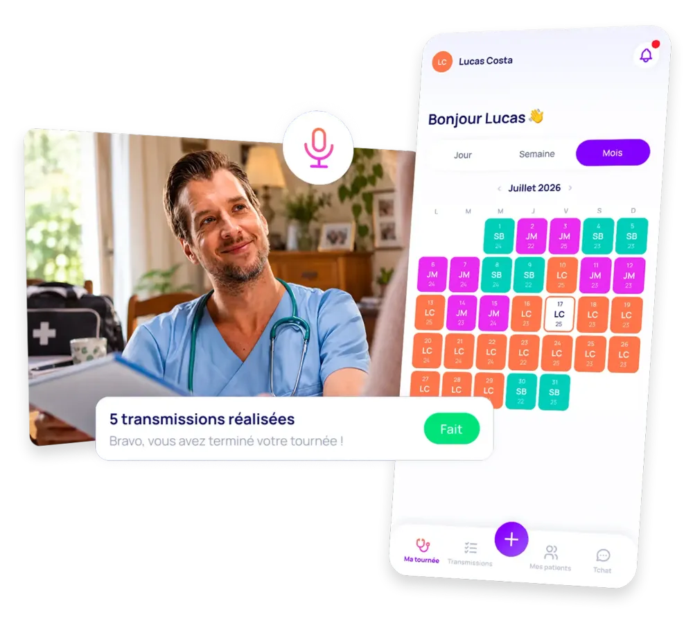 Application MaTournée : planning du mois et transmissions